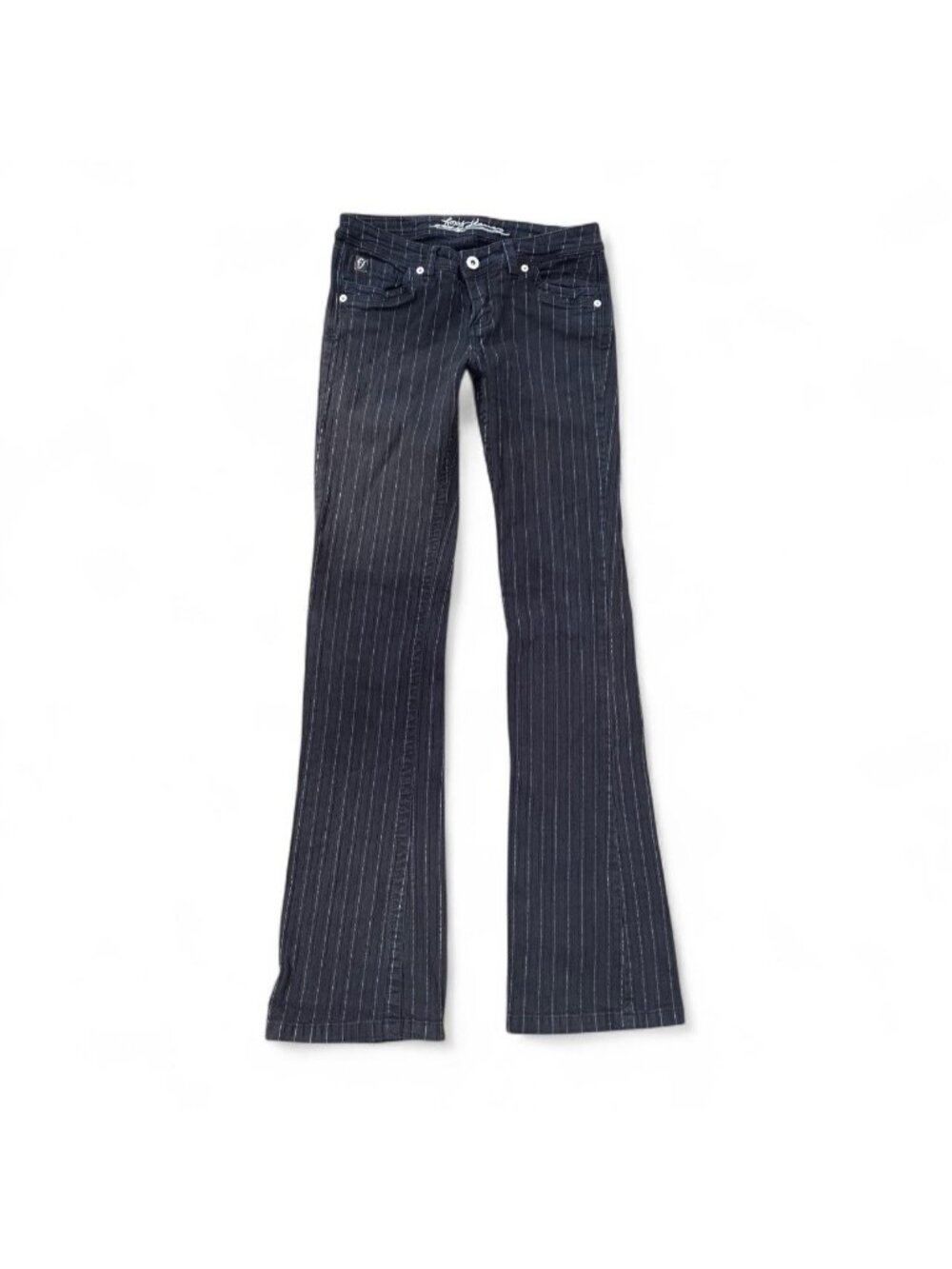 Vintage Foxy low rise black pinstripe & flare stretch jeans